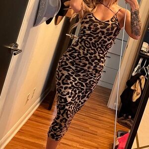 Leopard Print Spaghetti Strap Dress